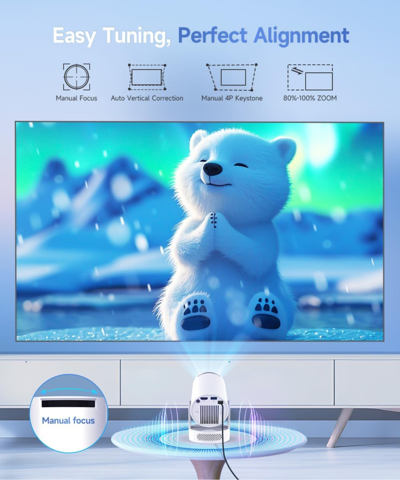 🌙 AuraBeam™ Smart 180° Projector – Watch Movies on Your Ceiling, Bed, Wall or Anywhere